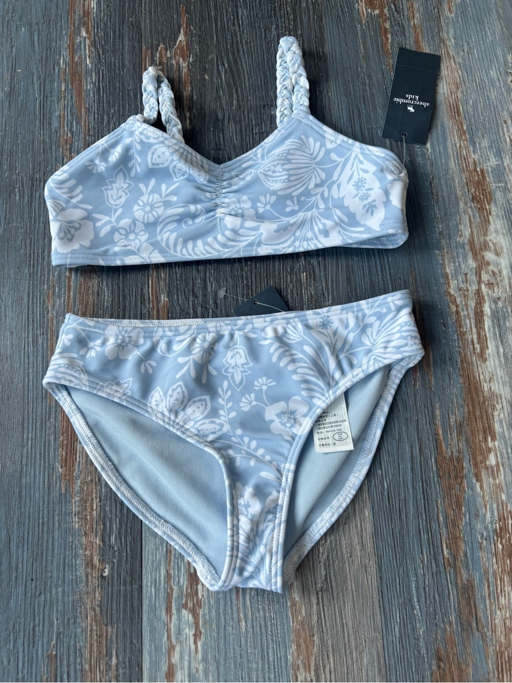 NWT abercrombie girls Light Blue Floral Two-Piece Bikini size 5/6